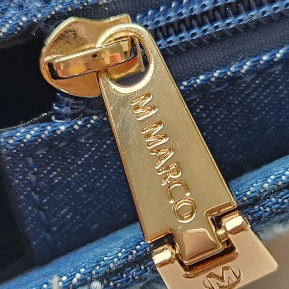 M. Marco MKP Quilted Distressed Denim Jean Handbag Crossbody Gold Chain Y2K 90s - Picture 8 of 12